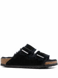 BIRKENSTOCK - ARIZONA SHEARLING SUEDE LEATHER BLACK