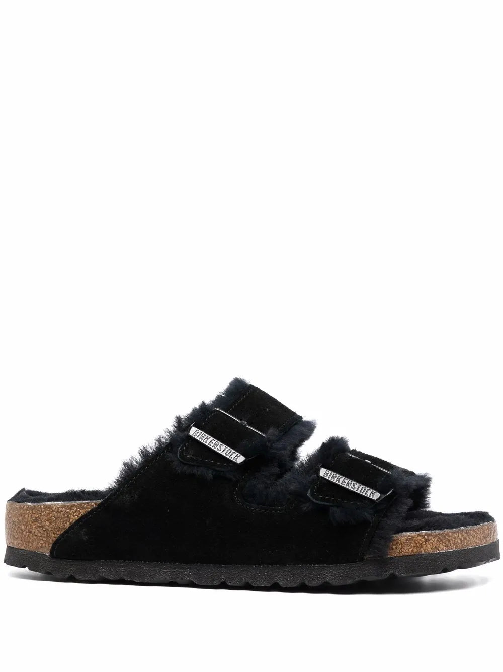 BIRKENSTOCK - ARIZONA SHEARLING SUEDE LEATHER BLACK