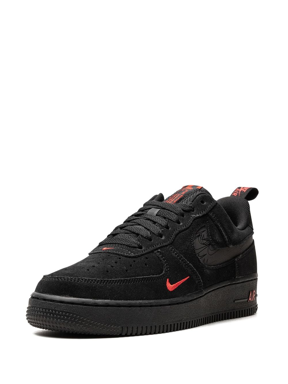 NIKE AIR FORCE 1 LOW - MULTI SWOOSH BLACK LIGHT CRIMSON