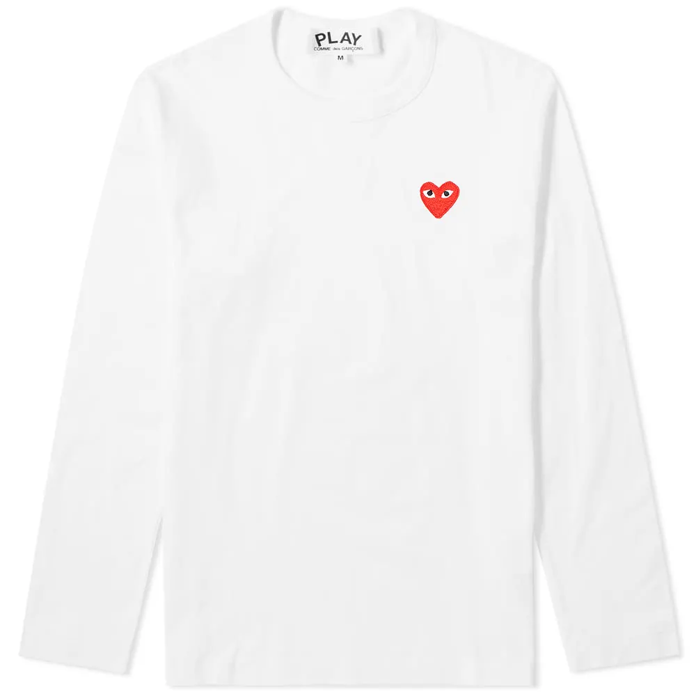 T-SHIRT A MANCHES LONGUE COMME DES GARCONS PLAY - BLANC ( RED HEART )