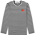 T-SHIRT A MANCHES LONGUE COMME DES GARCONS PLAY - RAYURES ( RED HEART )