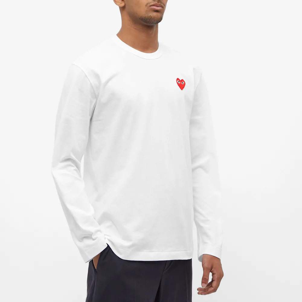 T-SHIRT A MANCHES LONGUE COMME DES GARCONS PLAY - BLANC ( RED HEART )