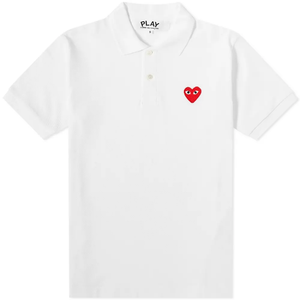 POLO COMME DES GARCONS PLAY - BLANC ( RED HEART )
