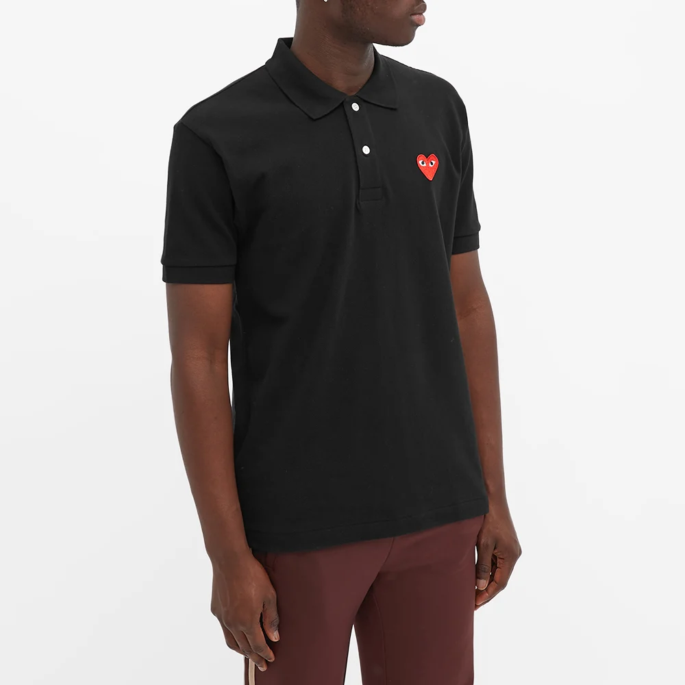 POLO COMME DES GARCONS PLAY - NOIR ( RED HEART )