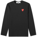 T-SHIRT A MANCHES LONGUE COMME DES GARCONS PLAY - NOIR ( OVERLAPPING HEART )