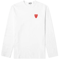 T-SHIRT A MANCHES LONGUE COMME DES GARCONS PLAY - BLANC ( OVERLAPPING HEART )