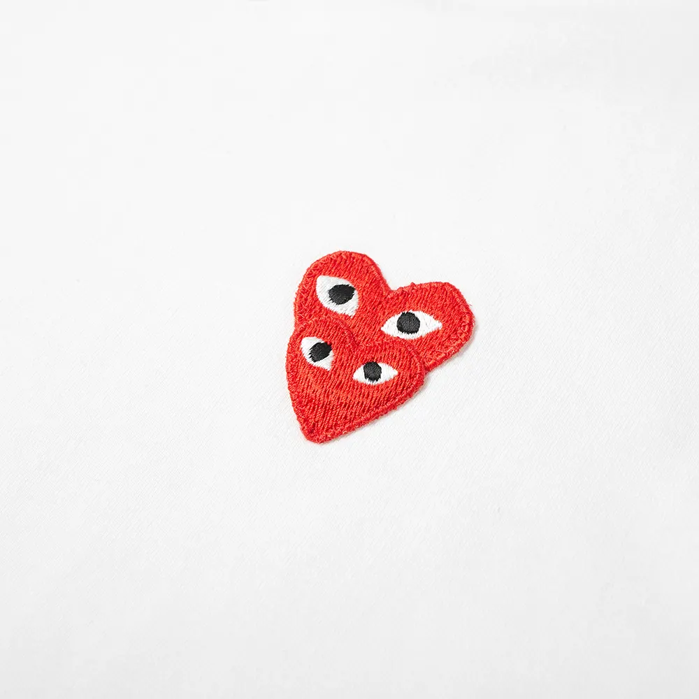 T-SHIRT A MANCHES LONGUE COMME DES GARCONS PLAY - BLANC ( OVERLAPPING HEART )