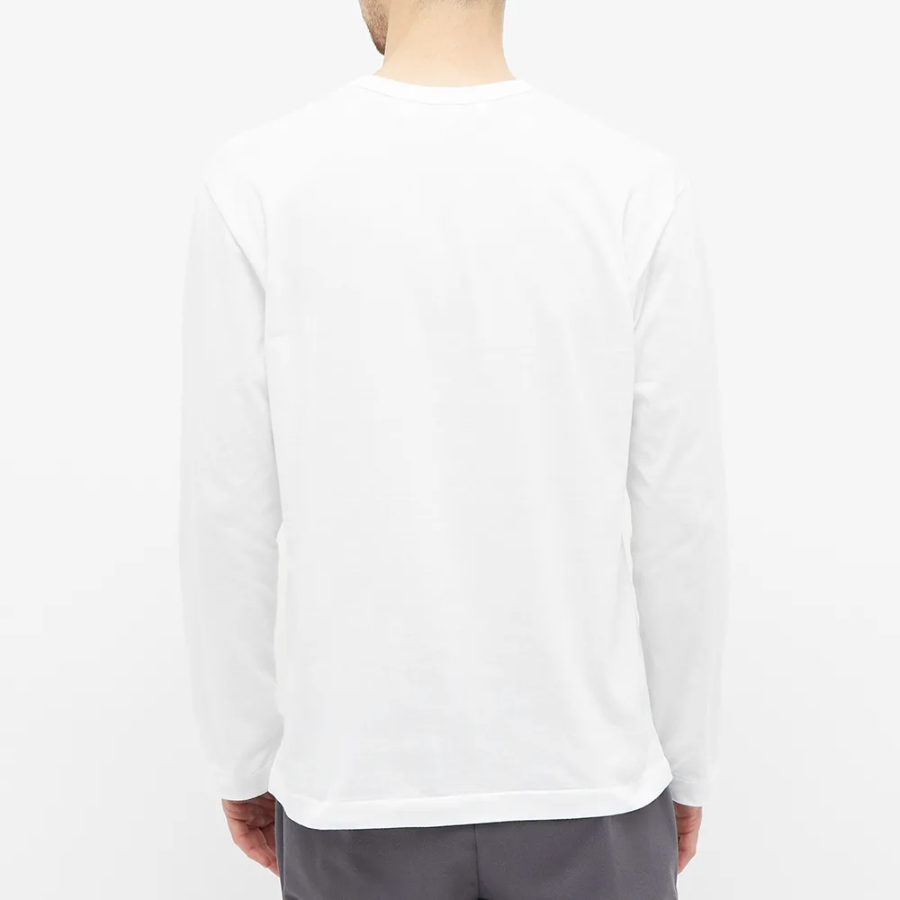 T-SHIRT A MANCHES LONGUE COMME DES GARCONS PLAY - BLANC ( OVERLAPPING HEART )
