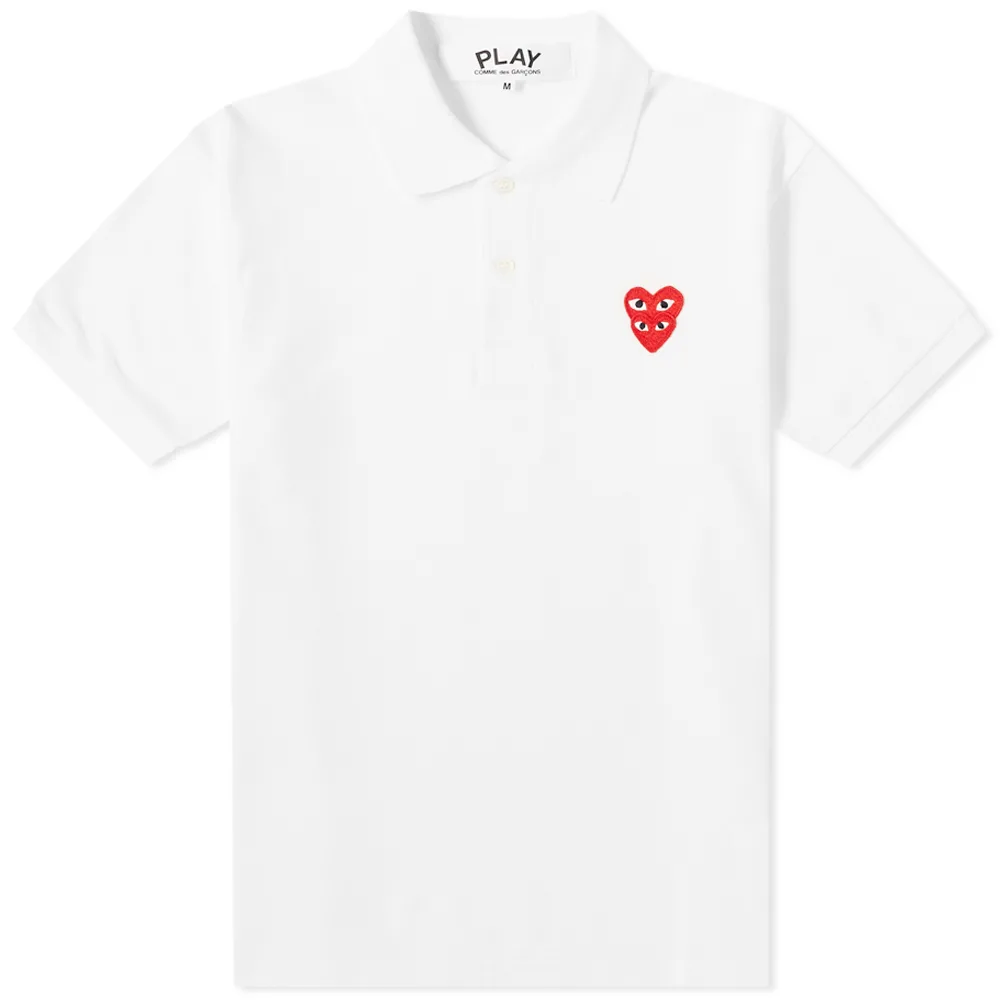 POLO COMME DES GARCONS PLAY - BLANC ( OVERLAPPING HEART )