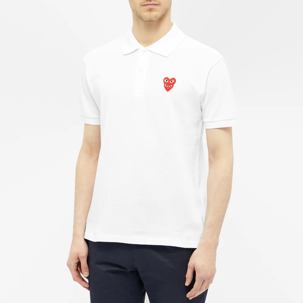 POLO COMME DES GARCONS PLAY - BLANC ( OVERLAPPING HEART )