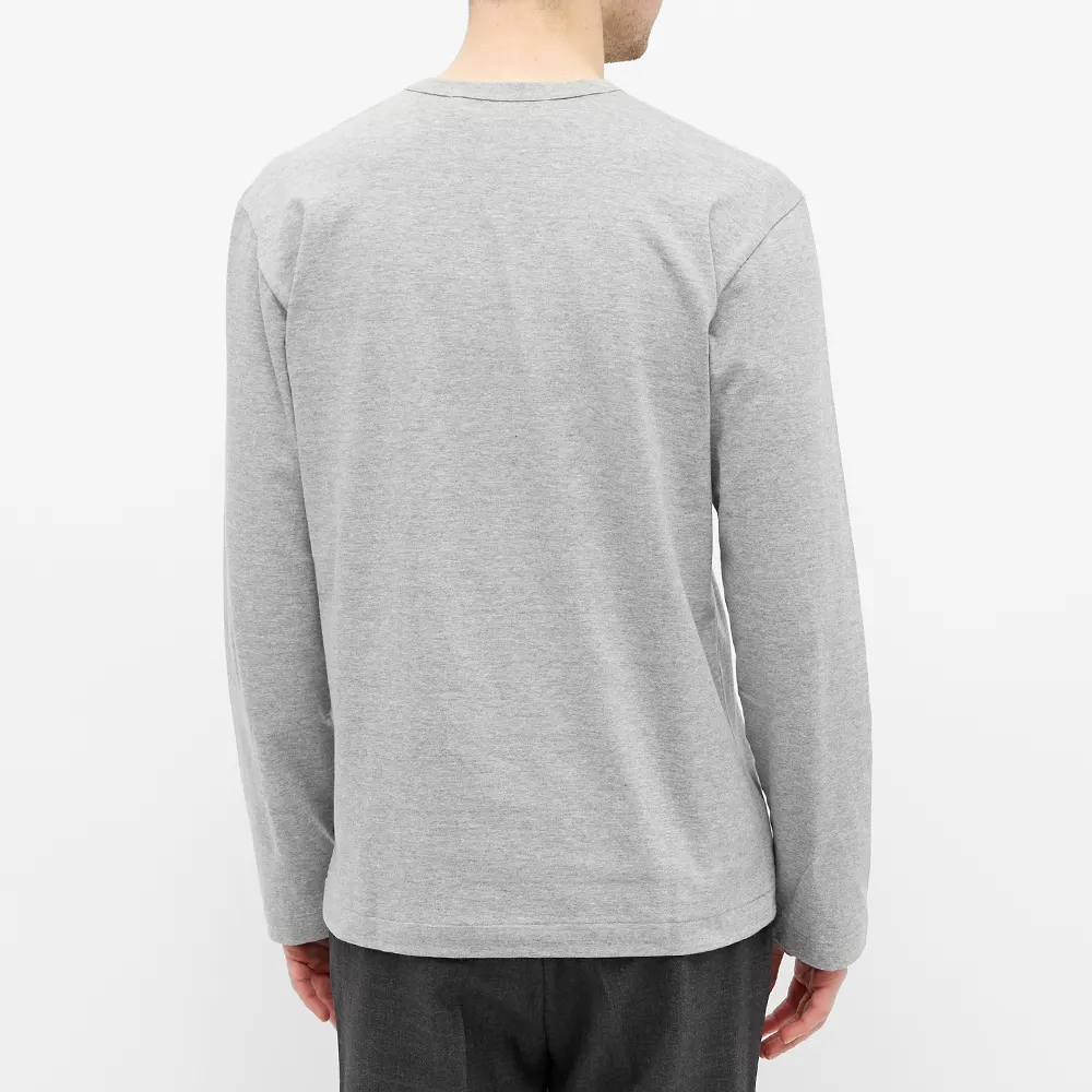 T-SHIRT A MANCHES LONGUE COMME DES GARCONS PLAY - GRIS ( OVERLAPPING HEART )