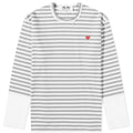 T-SHIRT A MANCHES LONGUE COMME DES GARCONS PLAY - RAYURES ( RED HEART )