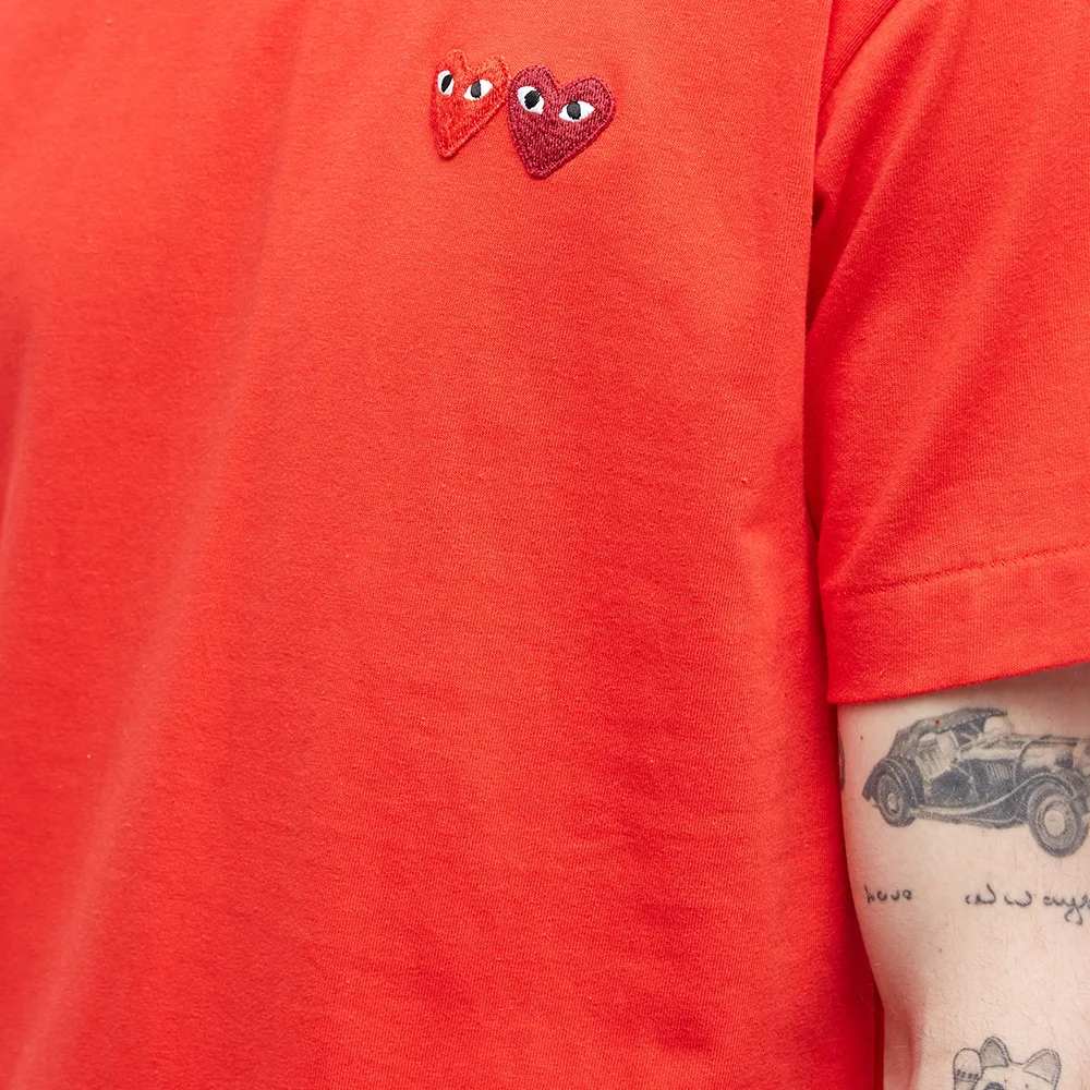 T-SHIRT COMME DES GARCONS PLAY - ORANGE ( OVERLAPPING HEART )