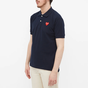 POLO COMME DES GARCONS PLAY - MARINE ( RED HEART )