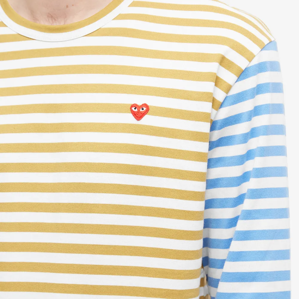 T-SHIRT A MANCHES LONGUE COMME DES GARCONS PLAY - RAYURES ( RED HEART )