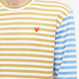 T-SHIRT A MANCHES LONGUE COMME DES GARCONS PLAY - RAYURES ( RED HEART )