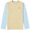 T-SHIRT A MANCHES LONGUE COMME DES GARCONS PLAY - RAYURES ( RED HEART )