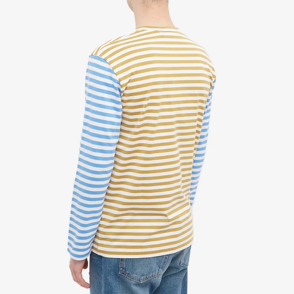 T-SHIRT A MANCHES LONGUE COMME DES GARCONS PLAY - RAYURES ( RED HEART )