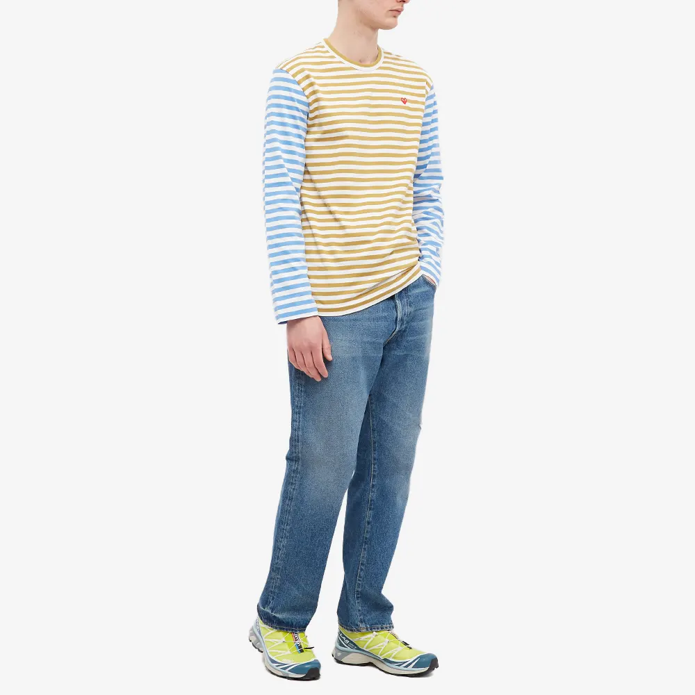 T-SHIRT A MANCHES LONGUE COMME DES GARCONS PLAY - RAYURES ( RED HEART )
